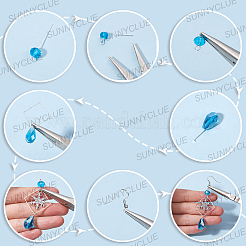 スノーフレーク合金＆ガラスダングルイヤリング製作キット  ディープスカイブルー  17x12x3.5mm  穴：1.5mm&nbsp;DIY-SC0026-97
