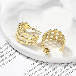 Ion Plating(IP) 304 Stainless Steel C-Shaped Stud Earrings for Women&nbsp;EJEW-A119-15G