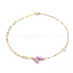 Brass Micro Pave Cubic Zirconia Butterfly Pendant Necklaces&nbsp;NJEW-JN03239
