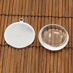 25mm Transparent Clear Domed Glass Cabochon Cover for Brass Photo Pendant Making&nbsp;KK-X0021-NF