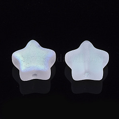 電気メッキガラスビーズ  艶消し  ABカラーメッキ  スター  クリアAB  8x8x4mm  穴：0.8~1mm&nbsp;GLAA-N035-01-C01
