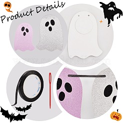ハロウィーンのテーマの幽霊紙吊りのぼり  お祝いやパーティーの装飾に  針を含む  シルクリボン  プラム  141~170x101~119x1mm&nbsp;DIY-WH20014-02B