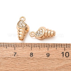 合金ラインストーンペンダント  巻き貝の形をしたチャーム  ラックめっき  クリスタル  16x8x5.5mm  穴：1.6mm&nbsp;RB-CBAA597-01G-03