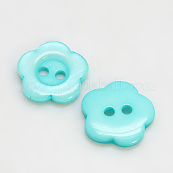 樹脂ボタン  染め  花  ミックスカラー  11x2.4mm  穴：1.6~1.8mm&nbsp;X-RESI-D031-11mm-M