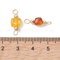 Natural Amber Connector Charms&nbsp;PALLOY-JF05366
