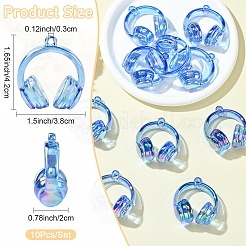 UVメッキ透明アクリルパーツ  イヤホン型チャーム  ミッドナイトブルー  42x38x20mm  穴：3mm&nbsp;TACR-FZC0002-001E