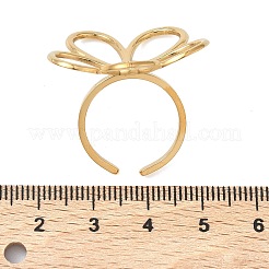 女性用304ステンレススチールカフオープンリング  花  中空  ゴールドカラー  17mm&nbsp;LS-RJEW-P180-04G