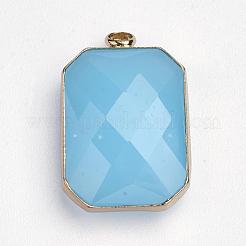 ガラスチャーム  真鍮パーツ  多面カット  八角形  ゴールドカラー  ミックスカラー  22x14x6mm  穴：2mm&nbsp;GLAA-E025-05