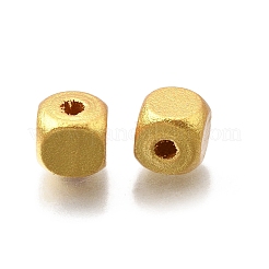 スプレー塗装木製ビーズ  正方形  ゴールド  8x8x8mm  穴：2.5~3mm&nbsp;WOOD-P021-01B-02