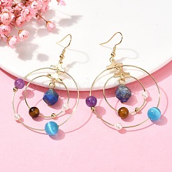 Golden 304 Stainless Steel Planet Dangle Earrings&nbsp;EJEW-TA00338