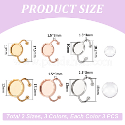 18個 6スタイル 304ステンレススチール オープンカフリング金具  パッドリングセッティング  フラットラウンドエッジベゼルカップ  ミックスカラー  内径：17.1~18.2mm  トレイ：10~12mm  3個/スタイル&nbsp;STAS-UN0042-76