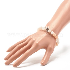 Round Frosted Natural Pink Aventurine Beads Stretch Bracelet&nbsp;BJEW-JB07170