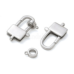 真鍮製南京錠、ロブスタークラスプ  プラチナ  26x15x4mm  穴：1.5mm&nbsp;KK-CBA50B0-03P