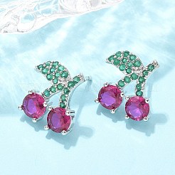 Brass Micro Pave Cubic Zirconia Stud Earrings&nbsp;EJEW-Q015-05P