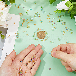 120個10色ファセットガラスチャーム  ひし形チャーム  金色の真鍮製ボールヘッドピンループ付き  ミックスカラー  8x3mm  穴：2.2mm  12個/カラー&nbsp;PALLOY-FH00134