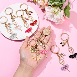 Alloy Crystal Rhinestone & Resin Ballet Dancer Girl Keychain&nbsp;KEYC-YW00228-01