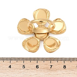 304ステンレススチール、キャットアイストーン付き女性用カフリング  花  ゴールドカラー  35.5x37mm  調整可能&nbsp;RJEW-Z091-01G