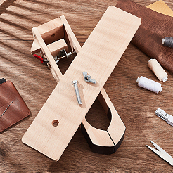 レザークリップ  ブナ材の木製レザークラフトホルダー  縫製 diy テーブルクランプ  桃パフ  完成：400x90x355mm&nbsp;TOOL-WH0051-55