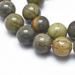 天然石シルバーリーフジャスパビーズ連売り  ラウンド  6mm  穴：1mm  約62個/連  14.9インチ（38cm）&nbsp;G-I254-04B
