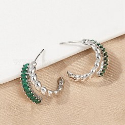 Twist Brass Micro Pave Cubic Zirconia Stud Earrings&nbsp;EJEW-M082-16P-01