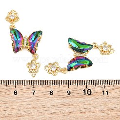 Brass Micro Pave Cubic Zirconia Connector Charms&nbsp;CU-CBACDF6-01G-13