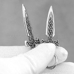304 Stainless Steel Sword Cross Hoop Dangle Earrings&nbsp;WGB5430-01