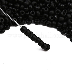 曇りガラスシードビーズ8/0個  ラウンド  ブラック  3x1.5~3mm  穴：1mm  約15000個/袋  440~450 G /袋&nbsp;SEED-R029-3mm-A07
