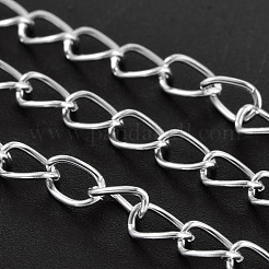 アイアン製ツイストチェーン  溶接されていない  銀色のメッキ  リング：約3.5 mm幅  長さ5.5mm  厚さ0.5mm&nbsp;X-ch017-s