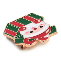 クリスマステーマの合金エナメルブローチ  バックパック服用  ギフトボックス付きサンタクロース  グリーン  41x36mm&nbsp;JEWB-S022-03A