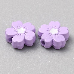 ベーキングペイント合金手作りビーズ  花  ライラック  10x10x4mm  穴：1.7mm&nbsp;FIND-CJC0019-27H