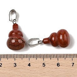 天然石レッドジャスパーペンダント  201ステンレススチール製金具付き  ヒョウタン  22~23x13mm  穴：4x7mm&nbsp;G-B127-03P-20