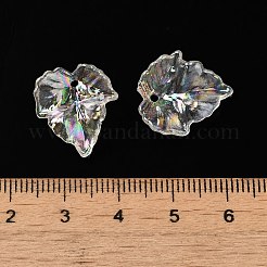 透明なアクリルビーズ  ABカラーメッキ  葉  透明  18x15x5mm  穴：1.5mm&nbsp;OACR-H042-02B