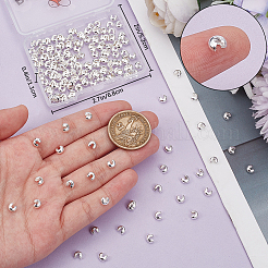 真鍮製つぶし玉カバーカシメ玉カバー  口を開けたラウンド  銀  5x5x3mm  穴：1.6mm  200pc&nbsp;FIND-BBC0015-79B