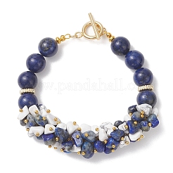 Natural Lapis Lazuli & Synthetic White Howlite Beaded Bracelets for Women&nbsp;BJEW-JB13150-02
