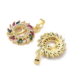 Brass Micro Pave Cubic Zirconia Pendants&nbsp;KK-P334-31G