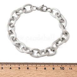 201 ステンレススチールアズキチェーンブレスレット  オーバル  ステンレス鋼色  8.54インチ（21.7cm）&nbsp;STAS-T077-01P