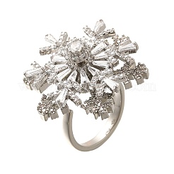 Snowflake Rotatable Open Cuff Rings for Women&nbsp;RJEW-B111-01P