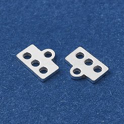 スターリングシルバーのシャンデリアコンポーネントリンク925個  4ループ長方形コネクタ  銀  4.3x5.5x0.6mm  穴：1mm&nbsp;STER-D006-11B-S