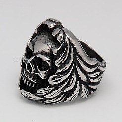 Unique Retro Halloween Jewelry Skull Rings for Men&nbsp;RJEW-F006-187