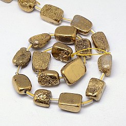 Electroplate Natural Drusy Quartz Crystal Cuboid Beads Strands&nbsp;G-L043-07