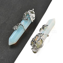 合成オパライトの大きな尖ったペンダント  プラチナメッキ真鍮パーツ  染色されていない  弾丸  55~60x16mm  穴：5x8.5mm&nbsp;G-A172-16K