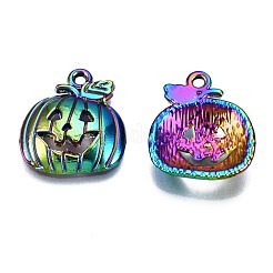 合金ペンダント  カドミウムフリー＆ニッケルフリー＆鉛フリー  ハロウィン  カボチャ  虹色  18.5x16x3.5mm  穴：1.6mm&nbsp;PALLOY-N163-023-NR