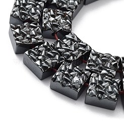 合成磁気無しヘマタイトビーズ連売り  正方形  8.5x8.5x4mm  穴：1mm  約48個/連  15.75インチ（40cm）&nbsp;G-H303-B14