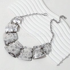 Vintage Boho Alloy & Iron Textured Trapezoid Bib Necklaces for Women&nbsp;WG7697B-01
