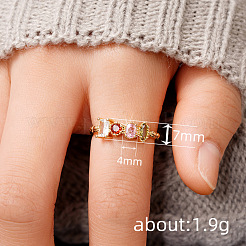Oval & Horse Eye & Rectangle Brass with Colorful Cubic Zirconia Finger Rings&nbsp;FS-WGD0B16-01