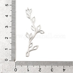 真鍮レーザーカット中空コネクタチャーム  リーフリンク  プラチナ  45x16.5x1mm  穴：1.1mm&nbsp;KK-B179-06P