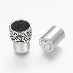 304ステンレススチール製マグネット留め具  コラム  アンティークシルバー  25x14mm  穴：8.5mm&nbsp;STAS-E136-43