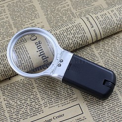 ABSプラスチック折りたたみ拡大鏡  アクリル製光学レンズ付き  LEDランプ  ブラック  倍率：3倍  レンズ：63mm  163x74x20mm&nbsp;TOOL-I0004-09