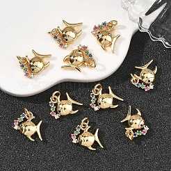 SHEGRACE Brass Colorful Cubic Zirconia Charms&nbsp;XGRQ3P648-591G