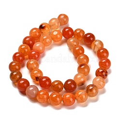 天然石瑪瑙ビーズ連売り  ラウンド  染め＆加熱  オレンジ  10~10.5mm  穴：1.4mm  約38個/連  15.08~15.20''（38.3~38.6センチメートル）&nbsp;G-B079-A04-03C